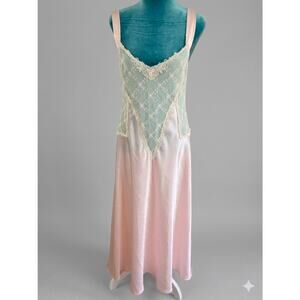 Vtg 90s Delicates Pink Lace Slip Dress 30s Style Coquette Balletcore Siren Gown